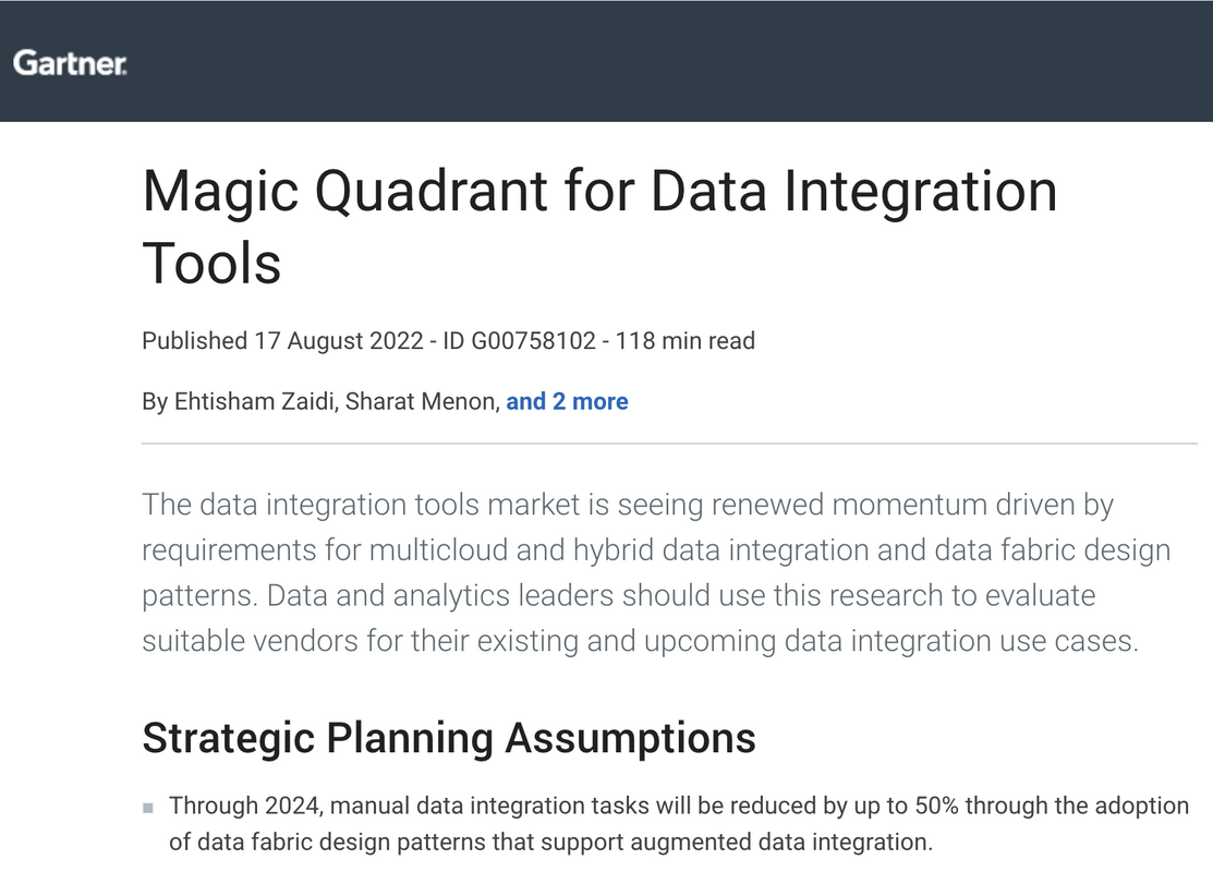 2022 Gartner Magic Quadrant for Data Integration Trinity Global